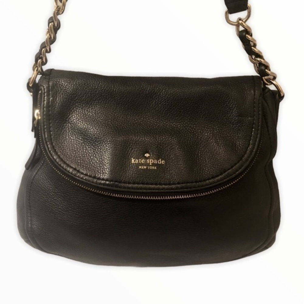 Kate spade black flap foldover bag
